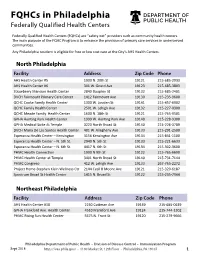 Fqhcs in Philadelphia Federally Qualified Health Centers