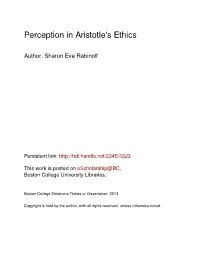 Perception in Aristotle's Ethics