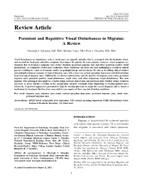 Persistent and Repetitive Visual Disturbances in Migraine: a Review