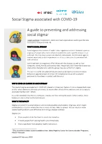 Preventing and Addressing Social Stigma Associated with COVID-19