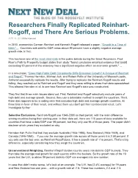 Researchers Finally Replicated Reinhart- Rogoff, and There Are Serious Problems