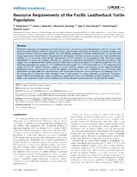 Resource Requirements of the Pacific Leatherback Turtle Population
