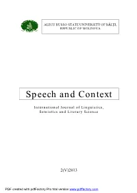 Speech and Context