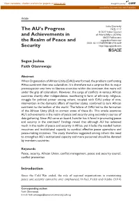 The AU's Progress and Achievements in the Realm of Peace and Security