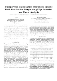 Unsupervised Classification of Intrusive Igneous Rock Thin Section Images Using Edge Detection and Colour Analysis Note: Published As S