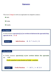 D Infix D Prefix D Postfix in Infix Notation Operator(S
