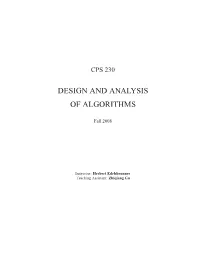 Design and Analysis of Algorithms