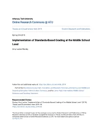 Implementation of Standards-Based Grading at the Middle School Level