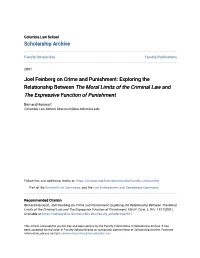 Joel Feinberg on Crime and Punishment: Exploring the Relationship Between the Moral Limits of the Criminal Law and the Expressive Function of Punishment