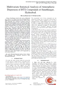 Multivariate Statistical Analysis of Atmospheric Dispersion of BTX Compounds at Sanathnagar, Hyderabad