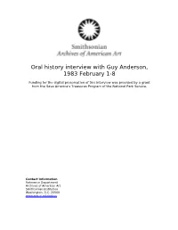 Oral History Interview with Guy Anderson, 1983 February 1-8