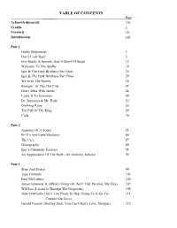 TABLE of CONTENTS ______Page Acknowledgements Viii Credits X Forward Xii Introduction Xiii
