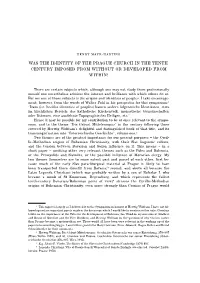 Was the Identity of the Prague Church in the Tenth Century Imposed from Without Or Developed from Within?