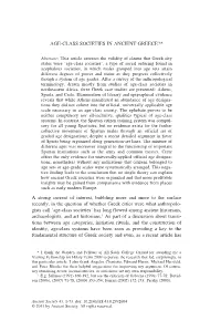 Age-Class Societies in Ancient Greece?*