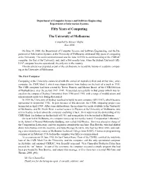 Fifty Years of Computing at the University of Melbourne