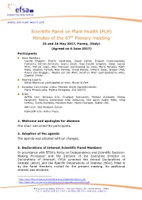 Scientific Panel on Plant Health (PLH) Minutes of the 67Th