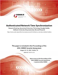 Authenticated Network Time Synchronization