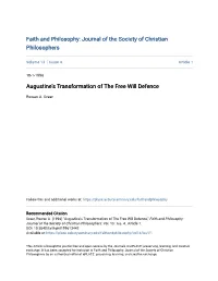 Augustine's Transformation of the Free Will Defence