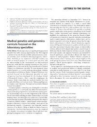 Medical Genetics and Genomics Curricula Focused on the Laboratory Specialties | FANG and ALFORD Letters to the Editor