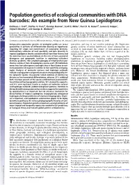 Population Genetics of Ecological Communities with DNA Barcodes: an Example from New Guinea Lepidoptera