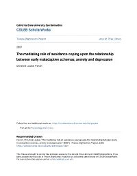 The Mediating Role of Avoidance Coping Upon the Relationship Between Early Maladaptive Schemas, Anxiety and Depression