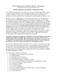 Advanced Placement Chemistry Summer Assignment Ms