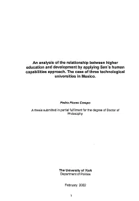 An Analysis of the Relationship Between Higher Education and Development by Applying Sen's Human Capabilities Approach. the Case
