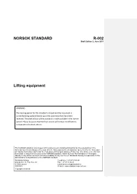 NORSOK STANDARD R-002 Draft Edition 2, June 2011