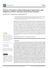 Activity of Povidone in Recent Biomedical Applications with Emphasis on Micro- and Nano Drug Delivery Systems