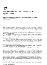 Advances in Bone Graft Substitutes in Spinal Fusion