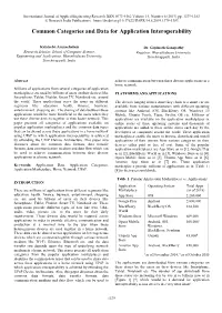 Common Categories and Data for Application Interoperability