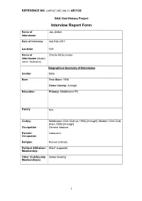 GAA Oral History Project Interview Report Form