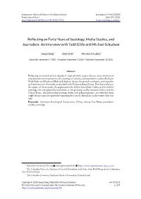 Reflecting on Forty Years of Sociology, Media Studies, and Journalism: an Interview with Todd Gitlin and Michael Schudson