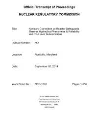 Transcript of the Advisory Committee on Reactor Safeguards Thermal