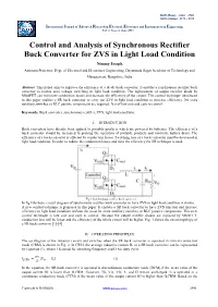 Control and Analysis of Synchronous Rectifier Buck Converter for ZVS in Light Load Condition Nimmy Joseph Assistant Professor, Dept