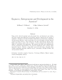 Engineers, Entrepreneurs and Development in the Americas∗