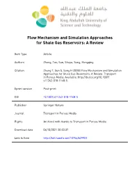 Flow Mechanism and Simulation Approaches for Shale Gas Reservoirs: a Review