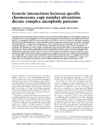 Genetic Interactions Between Specific Chromosome Copy Number Alterations Dictate Complex Aneuploidy Patterns