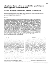 Integrin-Mediated Action of Insulin-Like Growth Factor Binding Protein-2 in Tumor Cells