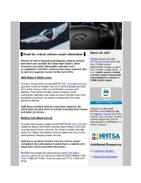 Read for Critical Vehicle Recall Information Additional Resources