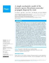 A Simple Mechanistic Model of the Invasive Species Heracleum Sosnowskyi Propagule Dispersal by Wind