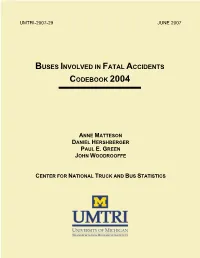 Buses Involved in Fatal Accidents Codebook 2004