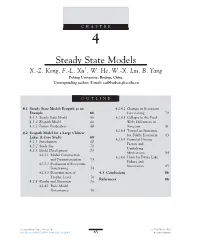 Chapter 4 – Steady State Models