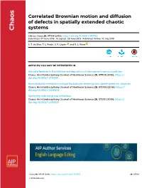 Correlated Brownian Motion and Diffusion of Defects in Spatially Extended Chaotic Systems