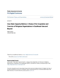 How State Capacity Matters: a Study of the Cooptation and Coercion of Religious Organizations in Southeast Asia and Beyond
