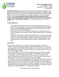 O.T. Survey Syllabus