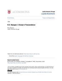 R.K. Narayan: a Study in Transendence