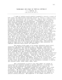 Techniques for Study of Protein Synthesis
