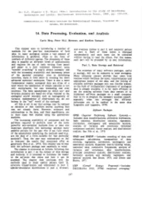 14. Data Processing, Evaluation, and Analysis