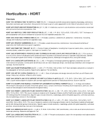 Horticulture - HORT 1